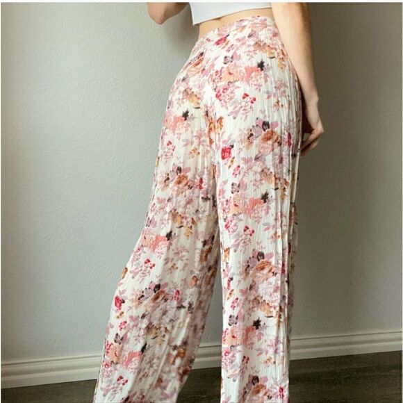 Hommage Los Angeles Wide Leg Floral Flowy Palazzo Pants Size Large - Picture 2 of 8